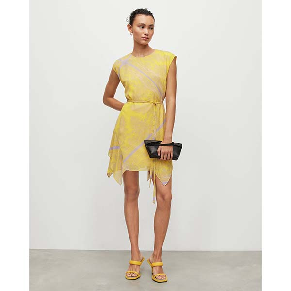 Allsaints Australia Womens Audrina Rafaela Mini Dress Ochre Yellow AU04-865